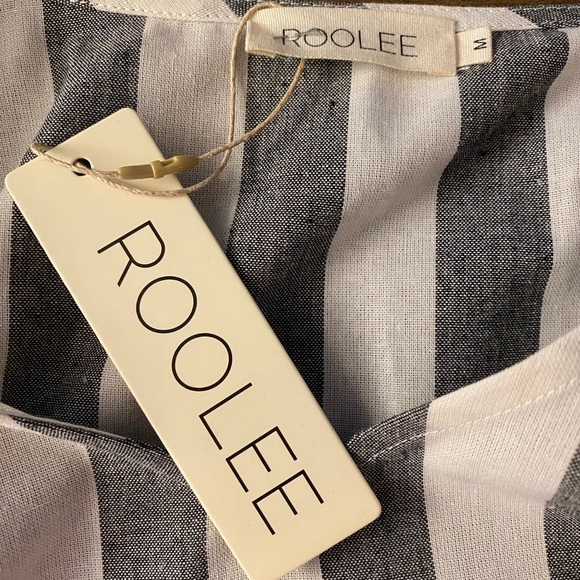 Roolee Gray and White Striped Midi Dress - Picture 2 of 7